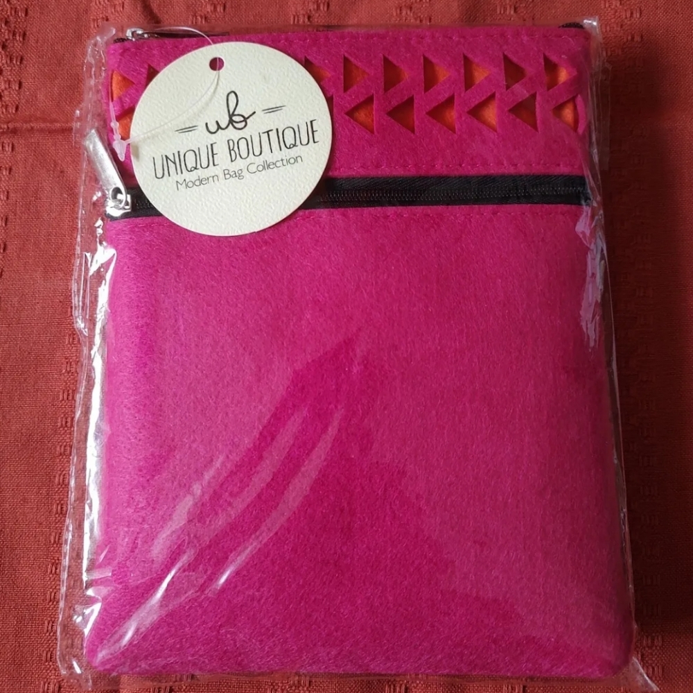 Unique Boutique Crossbody Purse 6" x 8" Modern Bag Collection Pink/Orange NWT